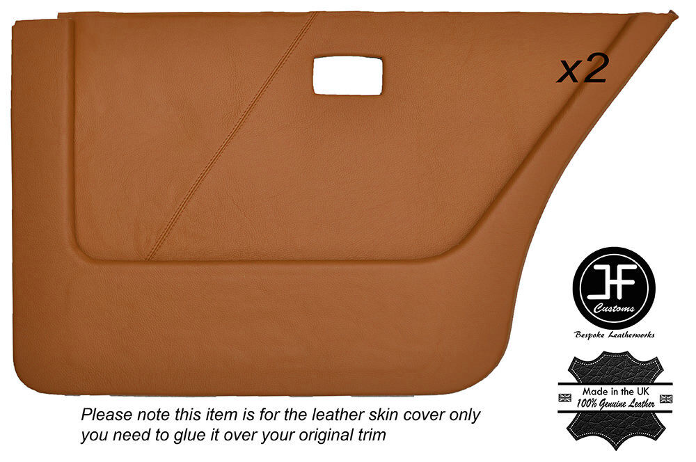 BROWN LEATHER 2X REAR DOOR CARD COVERS FITS BMW 5 SERIES E28 81-87 CUSTOM NEW