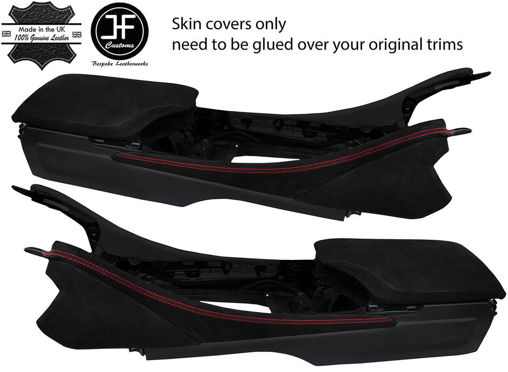 RED STITCH 2X CONSOLE SIDE TRIM SUEDE COVERS FOR LEXUS RC 200 300 350 14-18