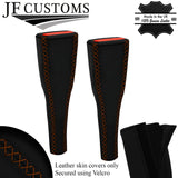 BROWN LUX-STITCH LEATHER 2X LONG SEAT BELT COVER FITS AUDI A6 C7 12-18