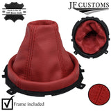 D RED LEATHER GEAR GAITER+PLASTIC FRAME FOR HYUNDAI COUPE S3 SIII 06-08