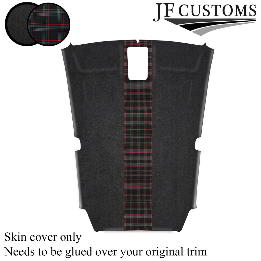 RED STITCH TARTAN D GREY SUEDE HEADLINER COVER FOR VW SCIROCCO 08-14 CUSTOM NEW