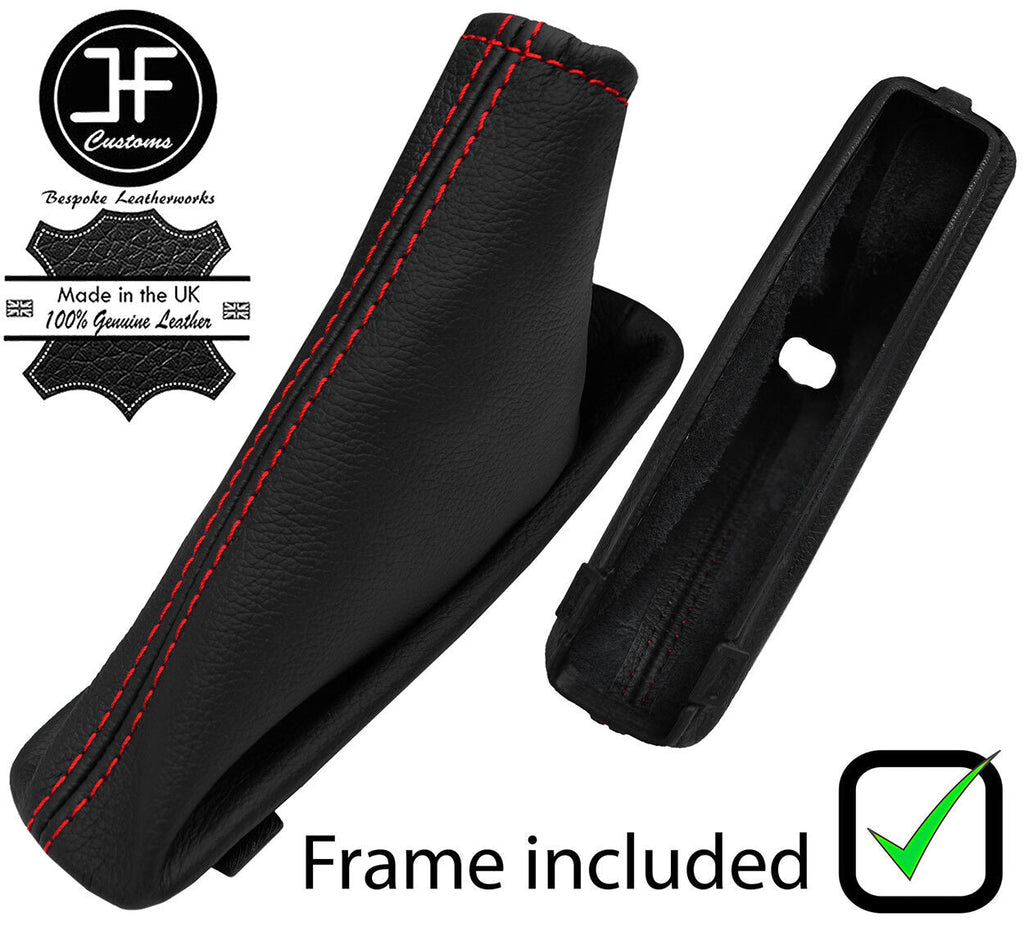 RED STITCH LEATHER HANDBRAKE GAITER+PLASTIC FRAME FOR SEAT LEON MK3 2012-2017