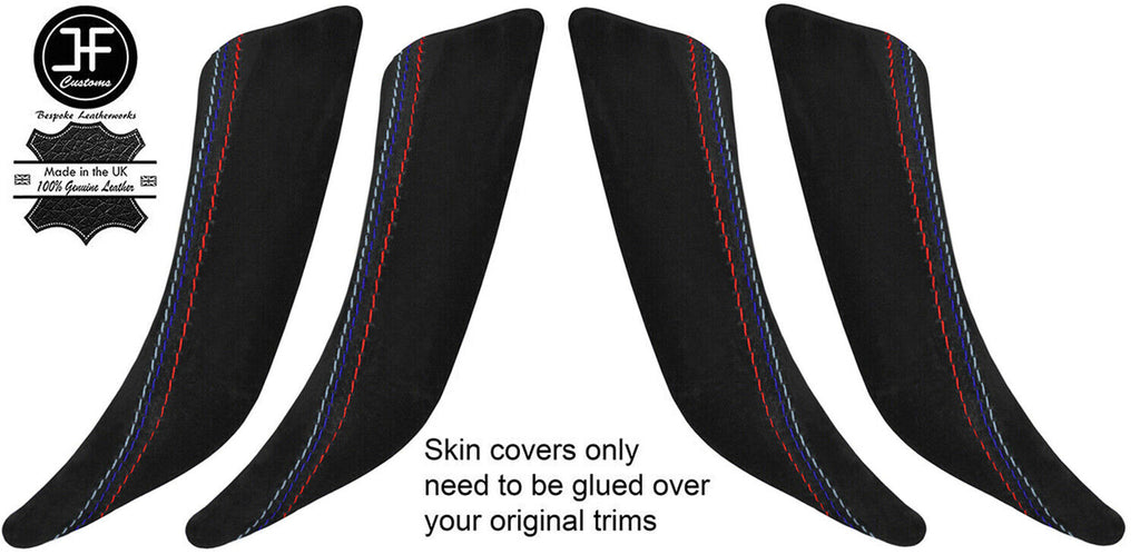 TRI STITCH 2X FRONT & 2X REAR DOOR HANDLE TRIM SUEDE COVERS FOR BMW F20 11-18