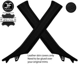 BLACK STITCH 2X A PILLAR REAL LEATHER COVERS FITS NISSAN 370Z Z34 2009-2020
