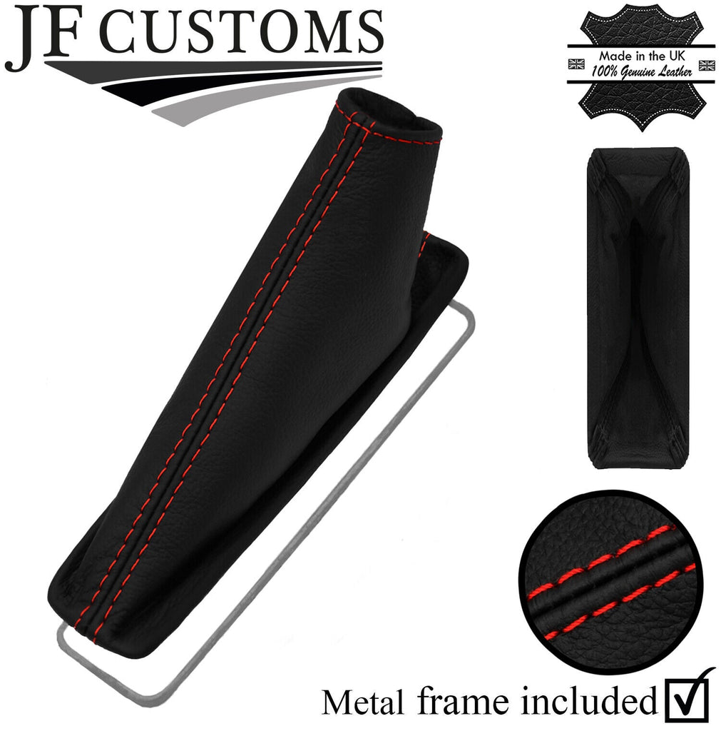RED STITCH LEATHER HANDBRAKE GAITER + METAL FRAME FITS TOYOTA COROLLA 06-12