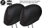 RED STITCH 2X FRONT HEADREST LEATHER COVERS FITS HONDA PRELUDE MK5 MK V 97-01