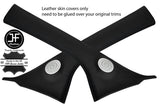 BLACK STITCHING 2X A POST PILLAR REAL LEATHER COVERS FITS FIAT 500 2007-15