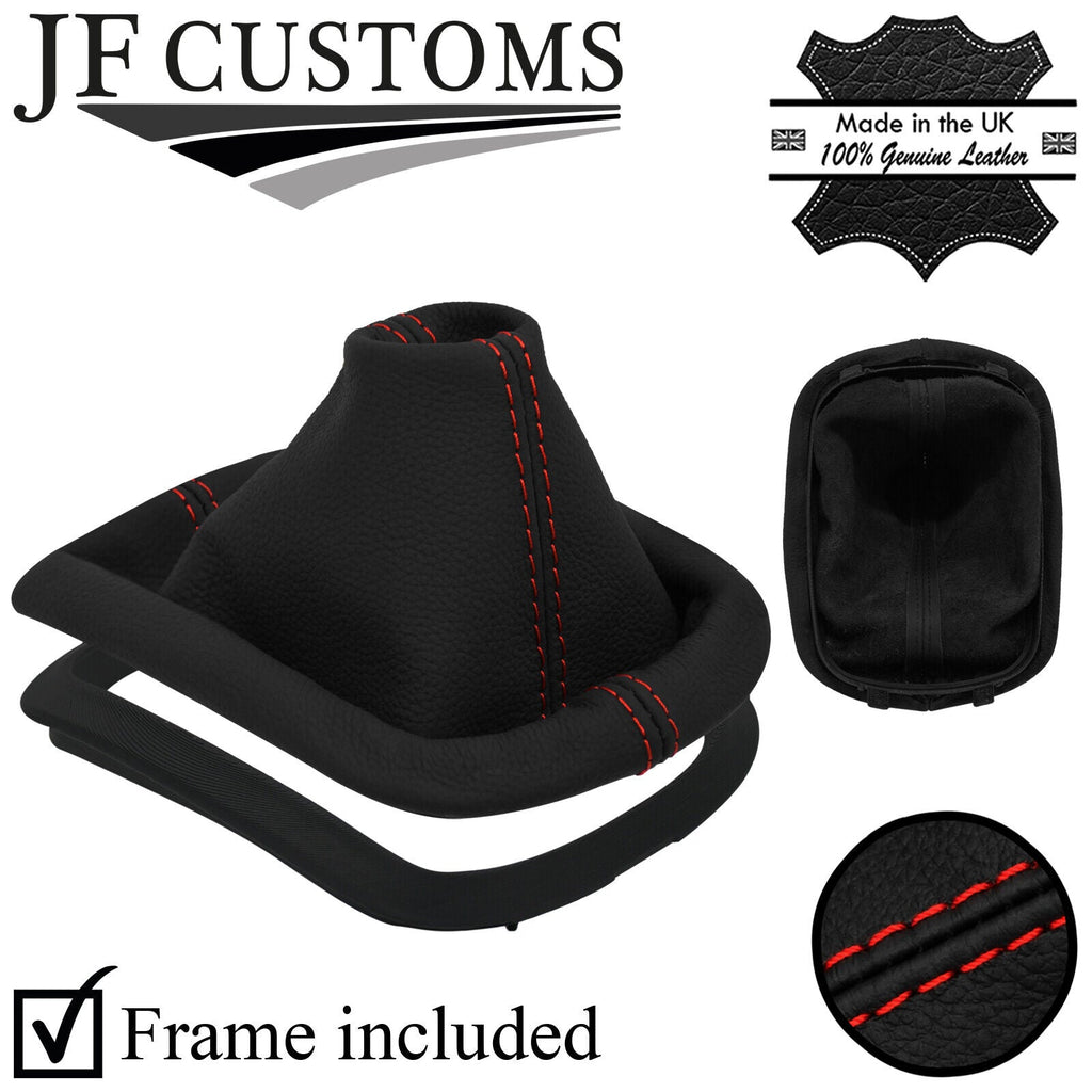 RED STITCH LEATHER GEAR GAITER +PLASTIC FRAME FITS VW PASSAT B5 FL 2001-2005