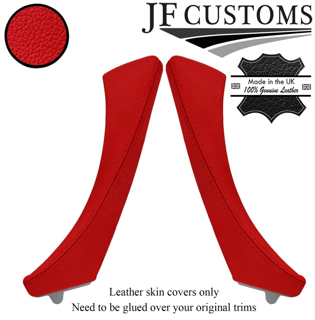 RED ITALIAN LEATHER 2X FRONT DOOR HANDLE COVERS FOR BMW E90 E91 E92 E93