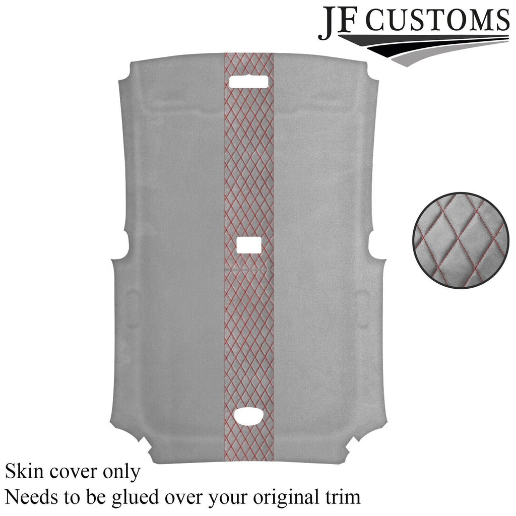 DSG2 RED STITCH L GREY SUEDE HEADLINER COVER FOR HONDA CIVIC TYPE R 01-05 3DR