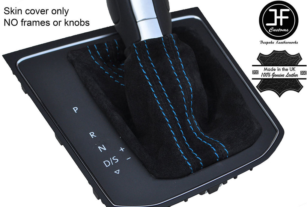 BLUE STITCH REAL SUEDE DSG AUTO AUTOMATIC GEAR GAITER FITS VW TIGUAN 2016-2018