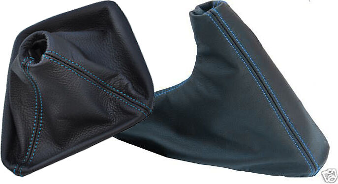 BLUE STITCHING FITS BMW E46 3 SERIES 1998-2005 LEATHER GEAR+HANDBRAKE GAITER