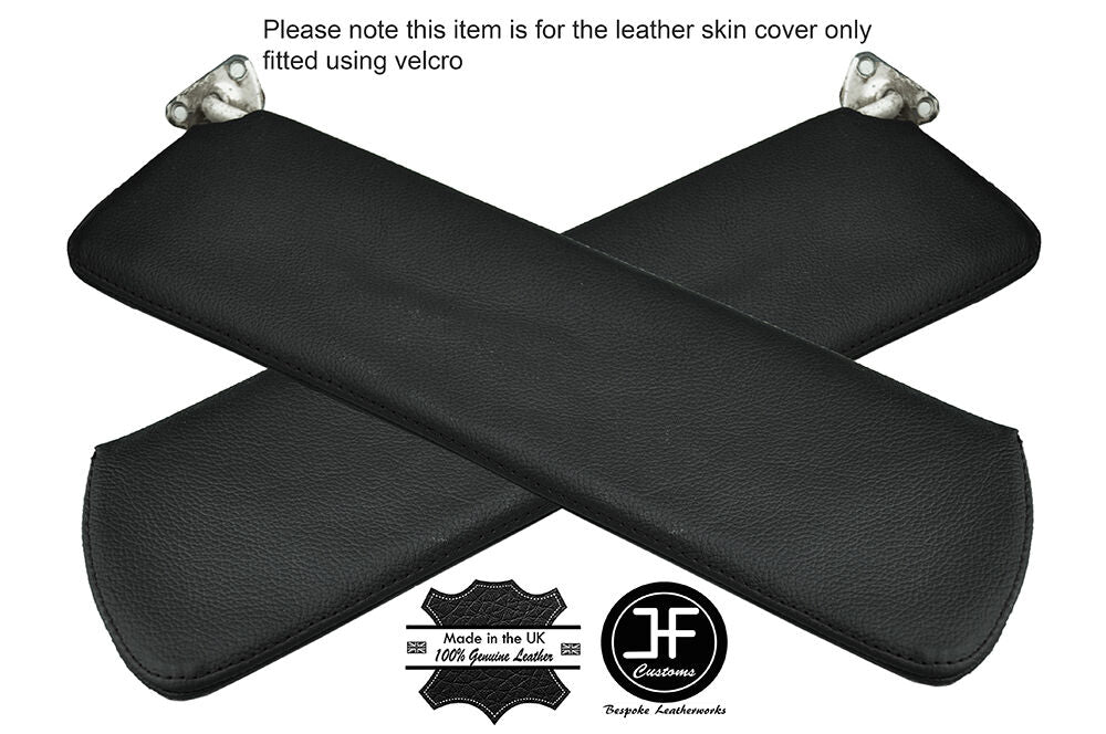 BLACK STITCHING 2X SUN VISORS LEATHER COVERS FITS FORD CORTINA MK1 CUSTOM NEW