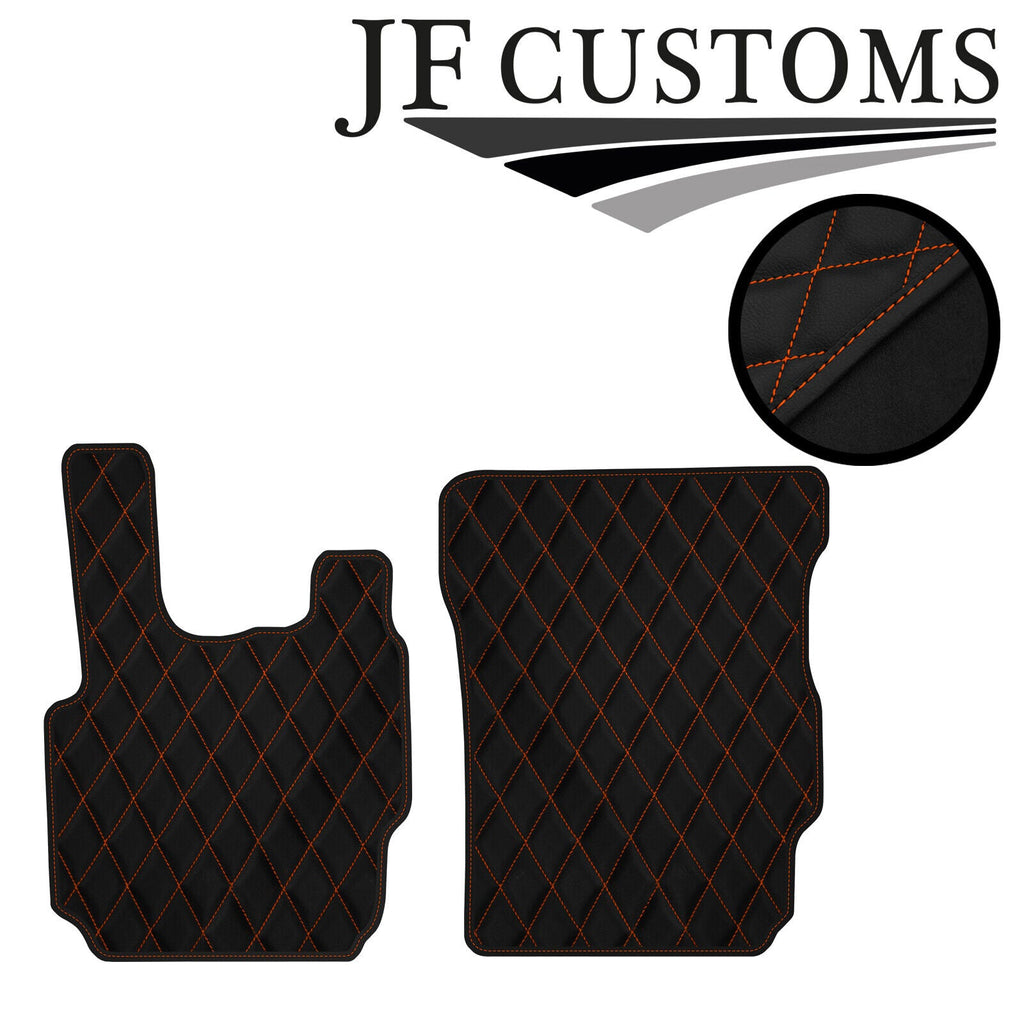 ORANGE DIAMOND STITCH VINYL 2X TAILORED FLOOR CARPETS FOR DAF CF 65 75 85 04-08
