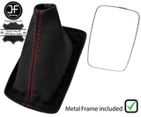 RED STITCH REAL LEATHER GEAR GAITER WITH METAL FRAME FITS HONDA PRELUDE 87-91
