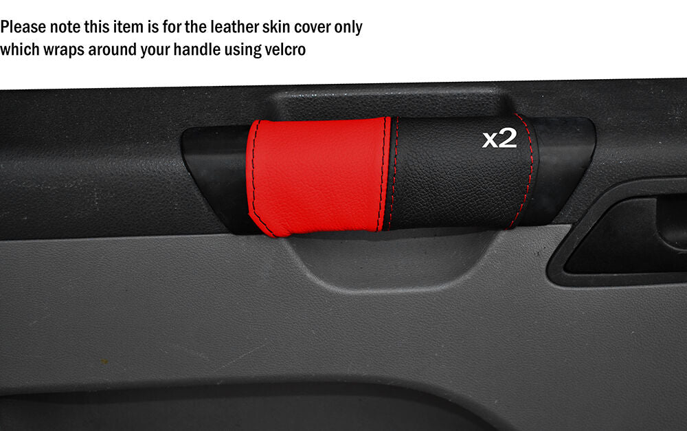 BLACK & RED 2X DOOR HANDLE SKIN COVER FITS VW T5 TRANSPORTER CARAVELLE