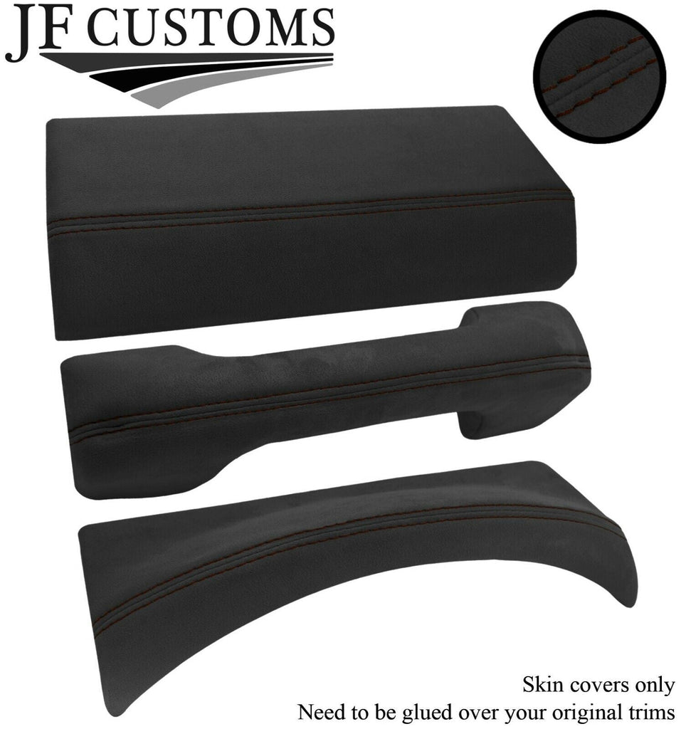 BROWN STITCH 3X DASH TRIM DARK GREY SUEDE COVERS FOR LAND ROVER DEFENDER 07-16
