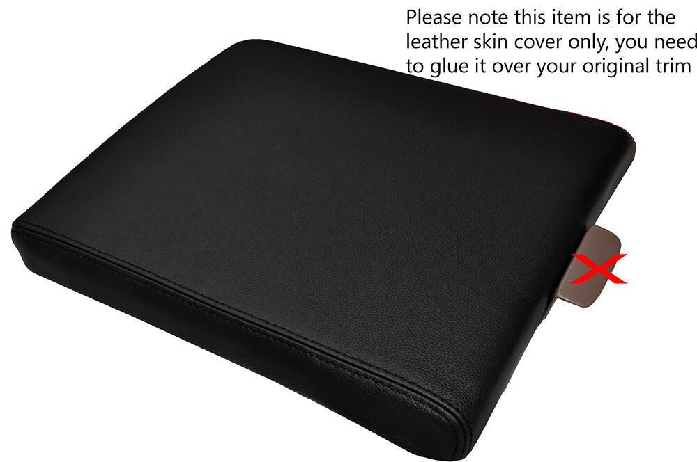 BLACK STITCHING ARMREST LID LEATHER SKIN COVER FITS FORD F150 F-150 1997-2003