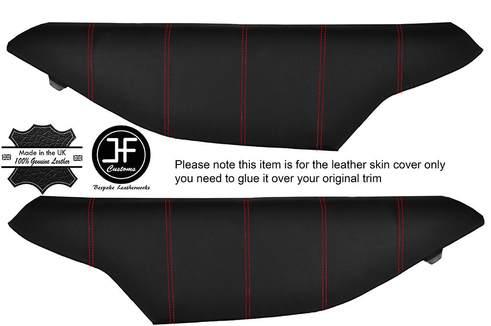 RED STITCH 2X DOOR CARD TRIM LEATHER COVERS FITS DELOREAN DMC-12 1981-1983