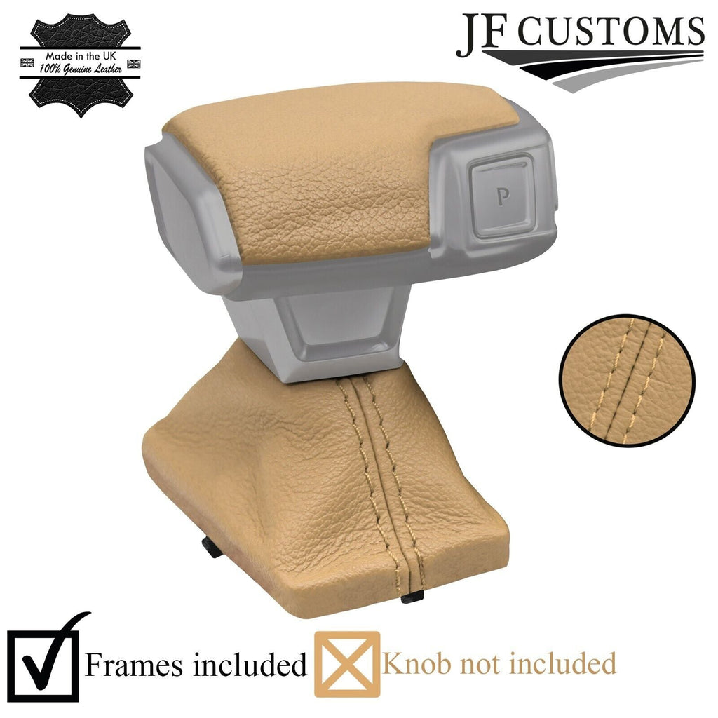 CREAM LEATHER AUTO GEAR GAITER AND TOP KNOB COVER + FRAMES FOR AUDI A7 18-22