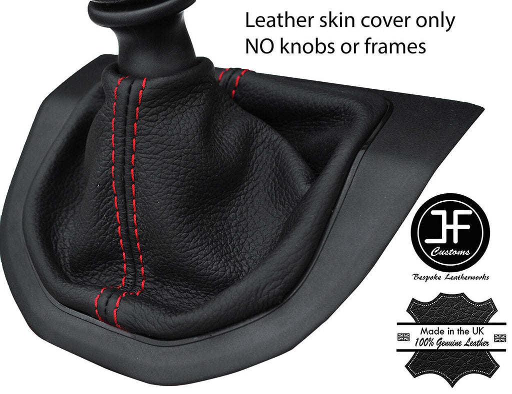 RED STITCH TOP GRAIN LEATHER MANUAL GEAR GAITER FITS VW T6 TRANSPORTER 16-19