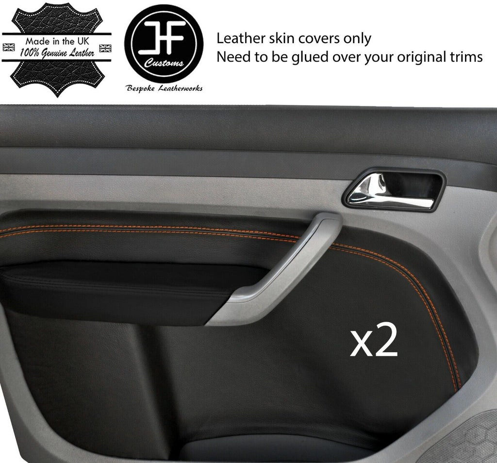 GREY STITCH 2X FRONT DOOR CARD TRIM LEATHER COVERS FOR VW CADDY MK3 2005-2015