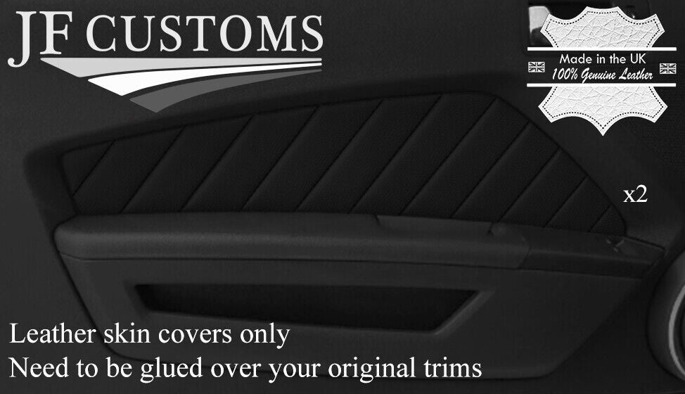 BLACK STITCH 2X DOOR CARD TRIM LEATHER COVERS FITS FORD MUSTANG 10-14 STYLE 3