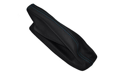 blue stitch FITS VOLVO P1800 62-73 BLACK LEATHER HANDBRAKE GAITER CUSTOM NEW