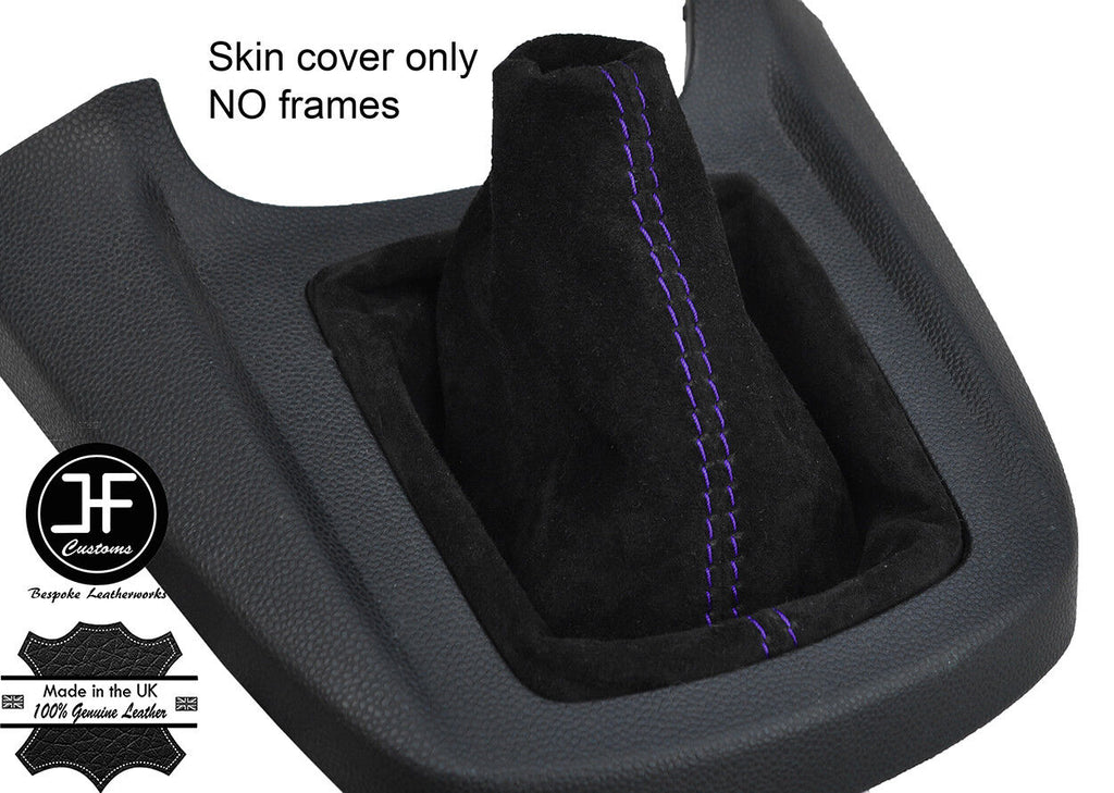 PURPLE STITCHING GENUINE SUEDE MANUAL GEAR GAITER FITS FORD FIESTA MK7 2008-2013