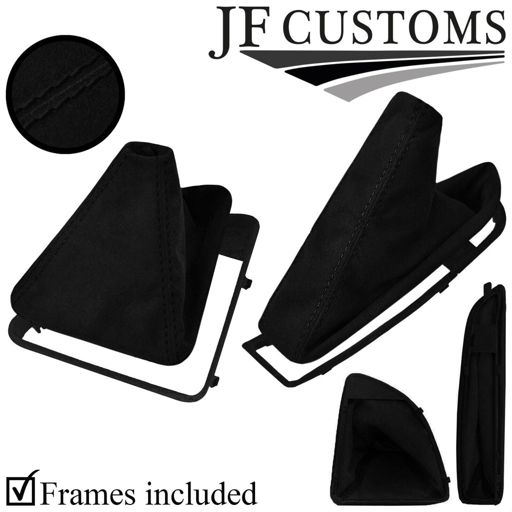 BLACK STITCH SUEDE GEAR HANDBRAKE GAITER+PLASTIC FRAME FOR BMW E81 E82 E87 E88