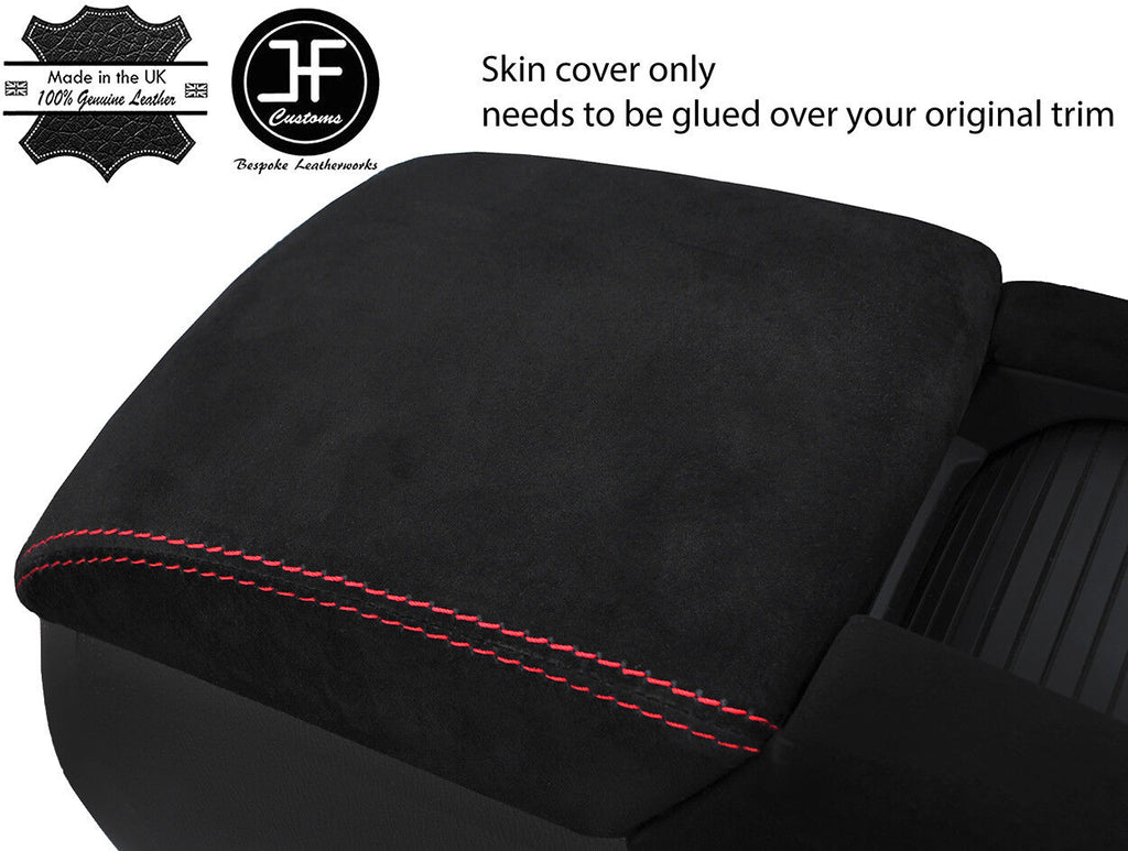 RED STITCHING ARMREST LID REAL SUEDE COVER FITS MAZDA 6 2015-2018 CUSTOM NEW