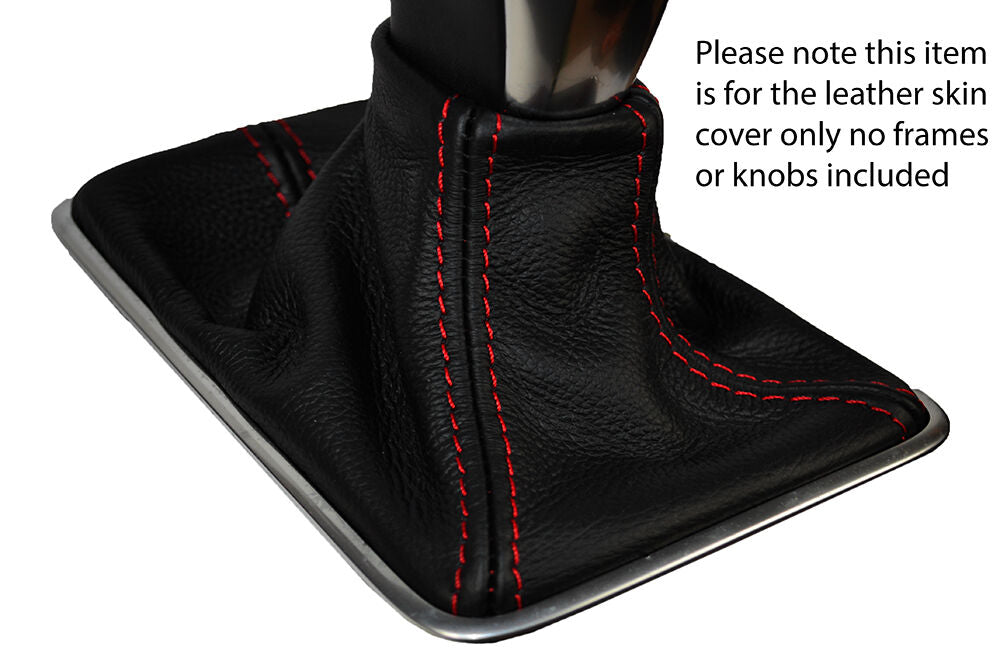 RED STITCHING LEATHER AUTO AUTOMATIC GEAR GAITER FITS VOLVO V40 2012-2015