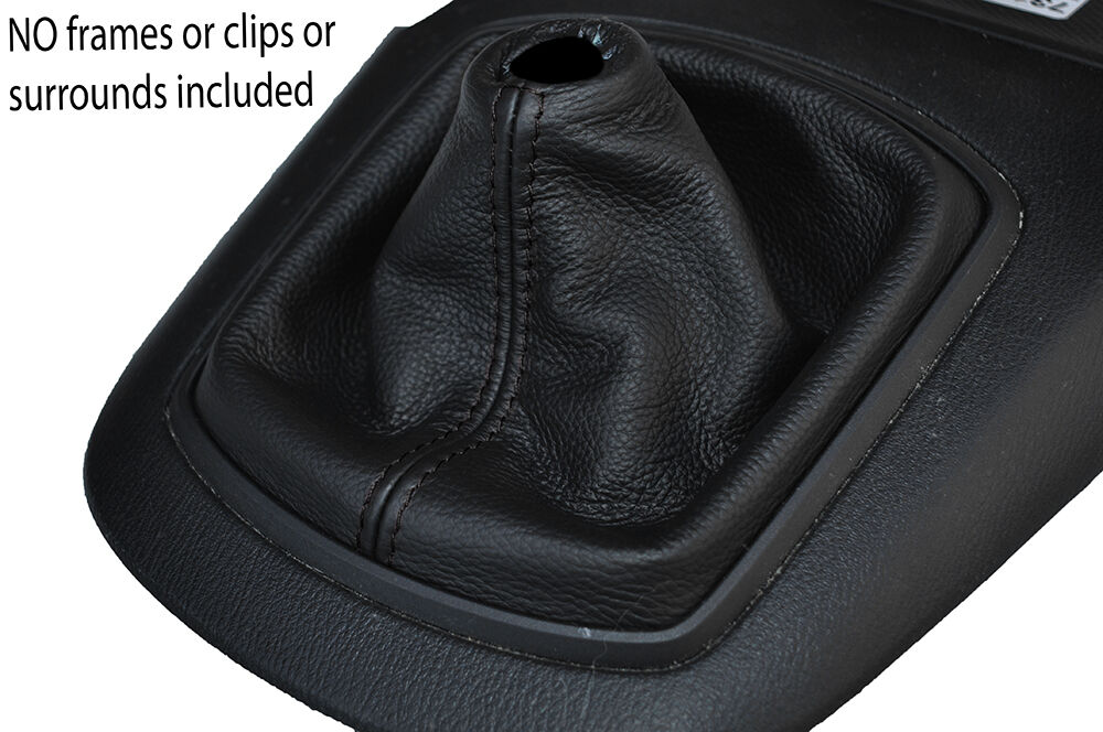 BLACK STITCHING MANUAL LEATHER GEAR GAITER FITS MAZDA CX5 CX-5 2011-2014