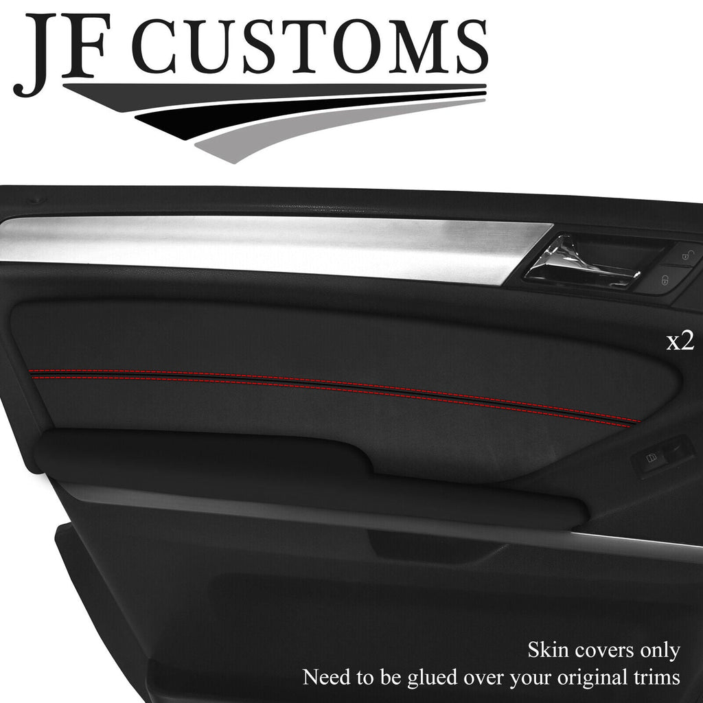 RED STITCH D GREY SUEDE 2X FRONT DOOR TRIM COVER FOR MERCEDES ML W164 05-11