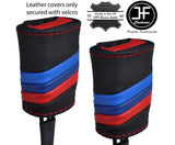 RED STITCH TRI STRIPES 2X SEAT BELT LEATHER COVERS FITS BMW 8 SERIES E31 90-99