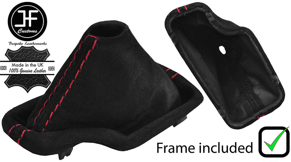 RED STITCH SUEDE AUTOMATIC GEAR GAITER WITH PLASTIC FRAME FOR BMW E46 99-05