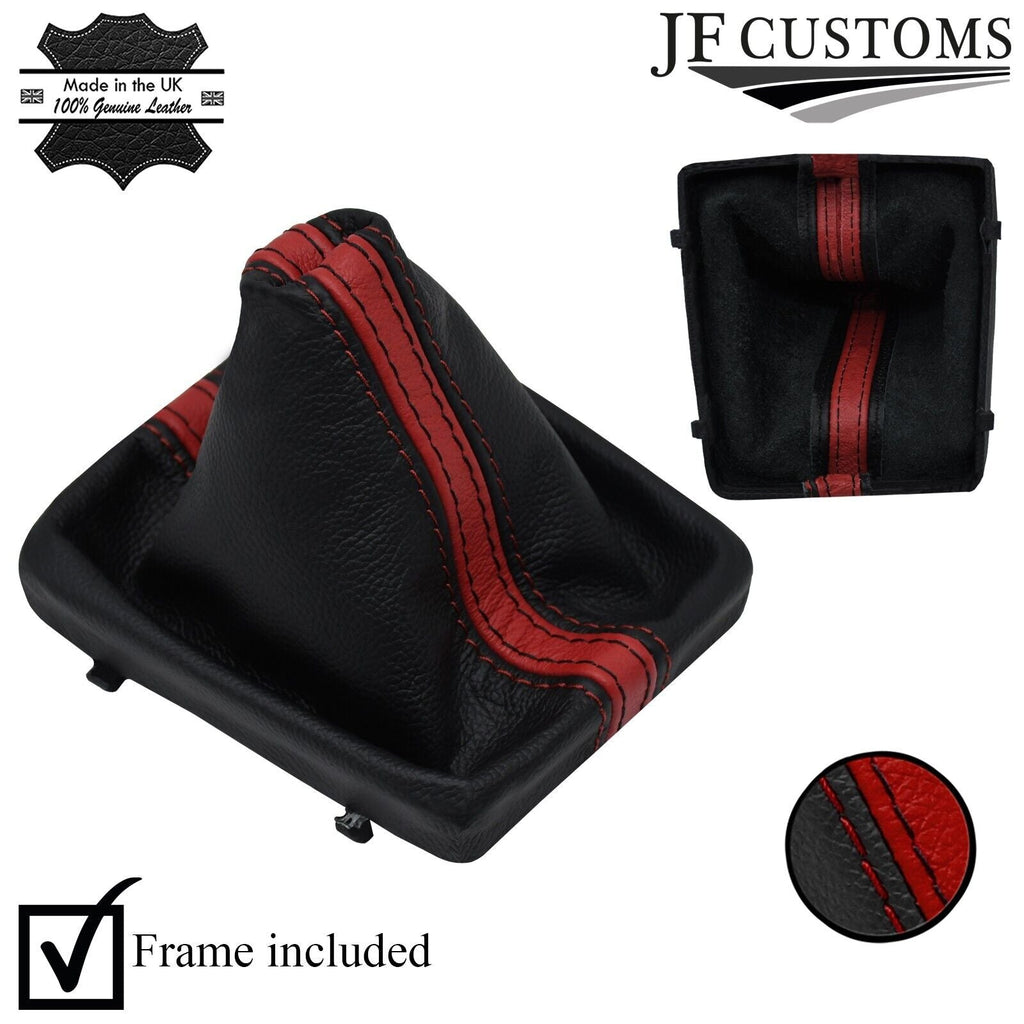 D RED LEATHER MANUAL GEAR GAITER COVER + PLASTIC FRAME FOR AUDI Q2 16-22