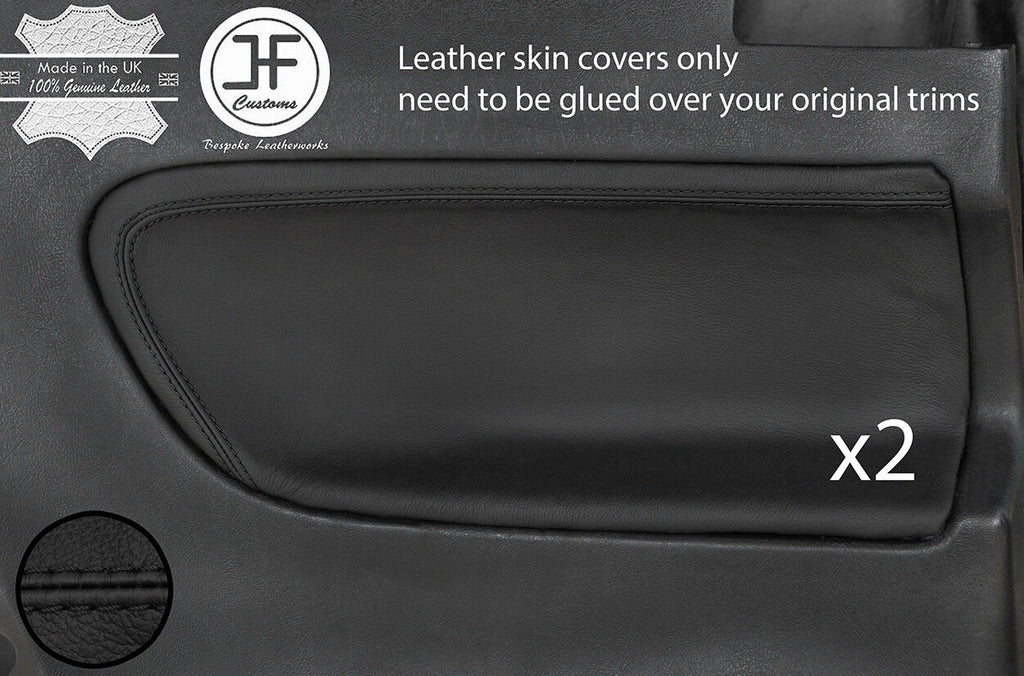 BLACK STITCH 2X REAR DOOR CARD INSERT LEATHER COVER FOR HONDA PRELUDE MK4 92-96