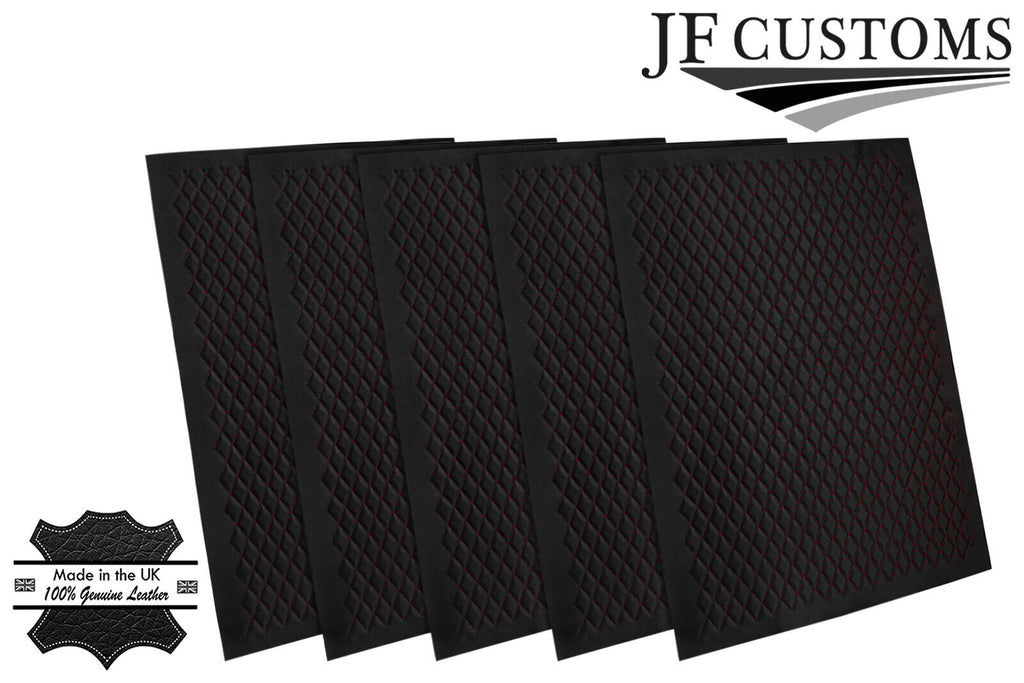D RED DIAMOND STITCH QUILTED LEATHER 5X PADDED PANEL LUXURY PREMIUM 125CM X 85CM