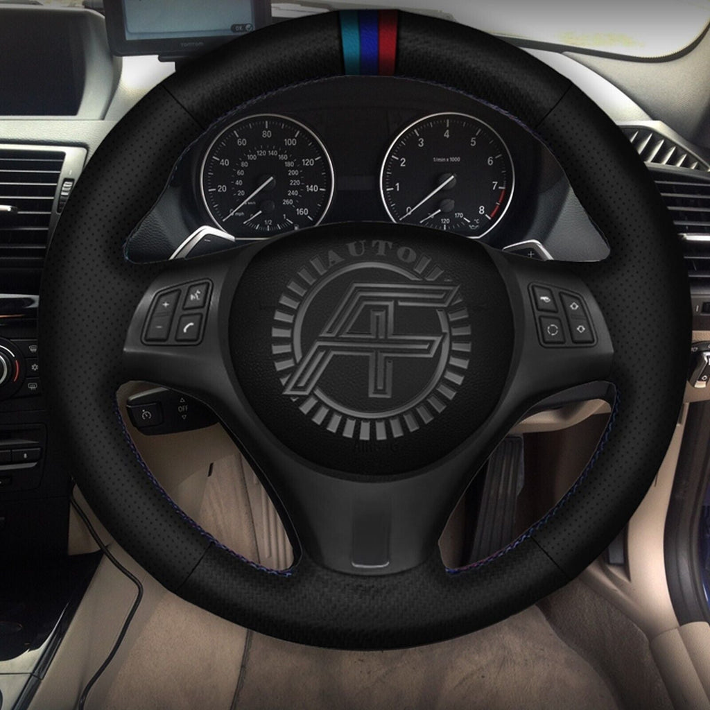 FOR BMW E87 LUXURY LEATHER STEERING WHEEL COVER CUSTOM NEW MADE IN UK