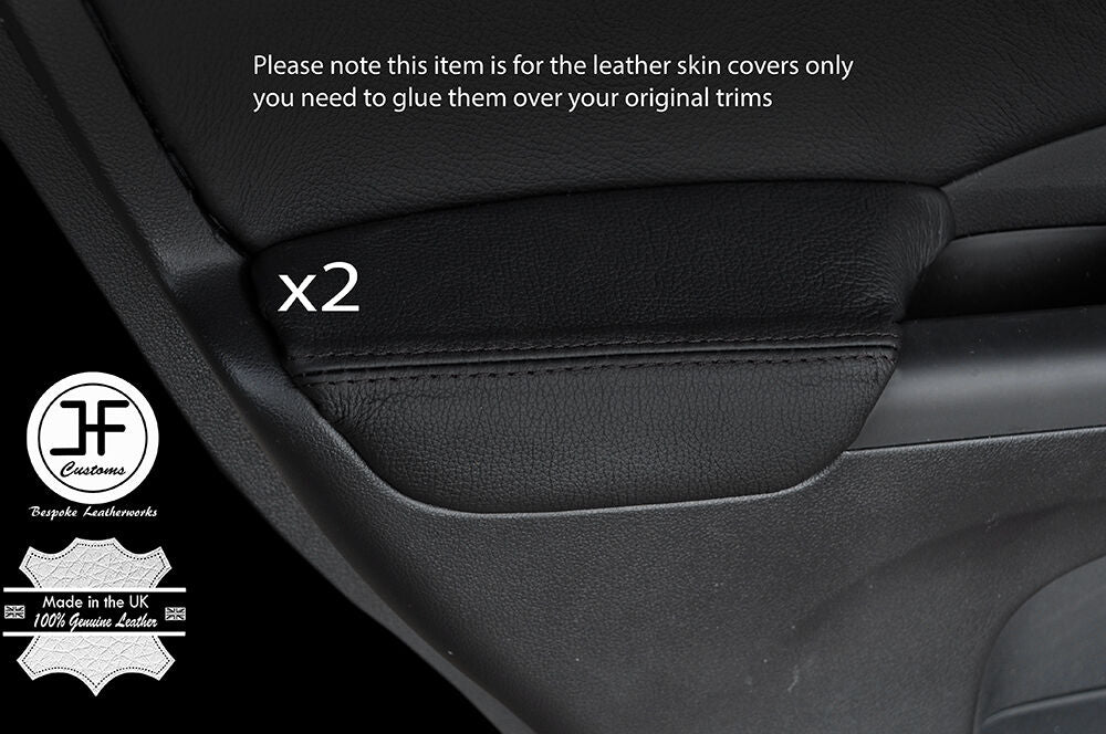BLACK STITCHING 2X REAR DOOR ARMREST LEATHER COVER FITS HONDA CRV 2012-2016