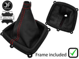 RED STITCH LEATHER GEAR GAITER+PLASTIC FRAME FITS HYUNDAI SANTA FE 2006-2012