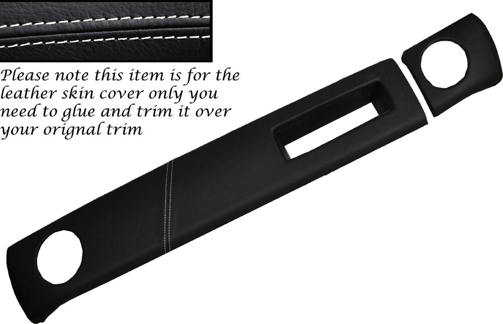 WHITE STITCHING TWO PIECE DASH KIT LEATHER SKIN COVERS FITS FORD ESCORT MK2