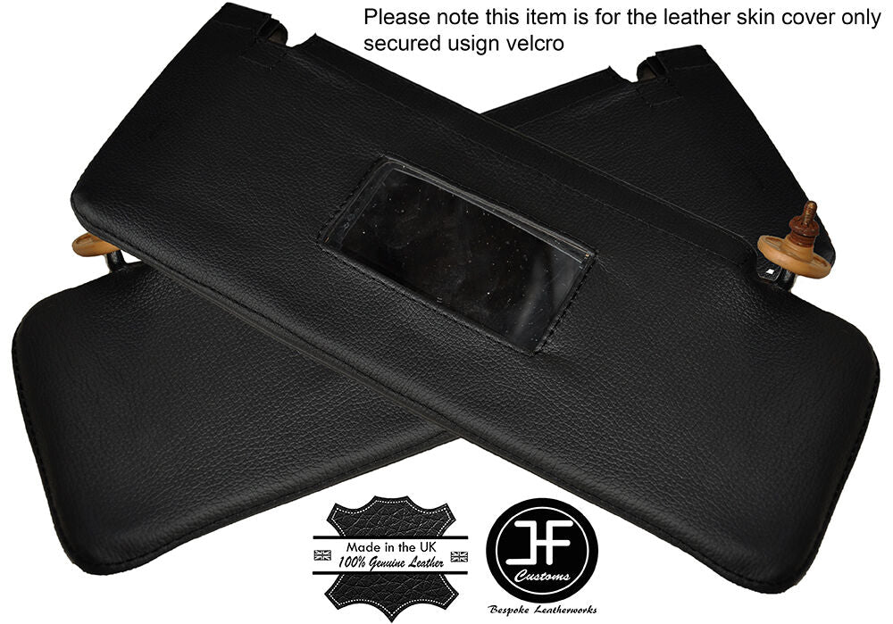 BLACK STITCHING 2X SUN VISORS LEATHER COVERS FITS MERCEDES W123 1978-1985