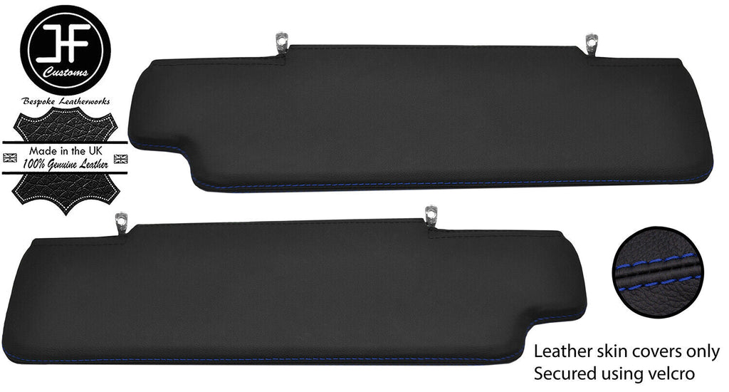 BLUE STITCHING FITS LAND ROVER DEFENDER 2X SUN VISORS LEATHER COVERS ONLY