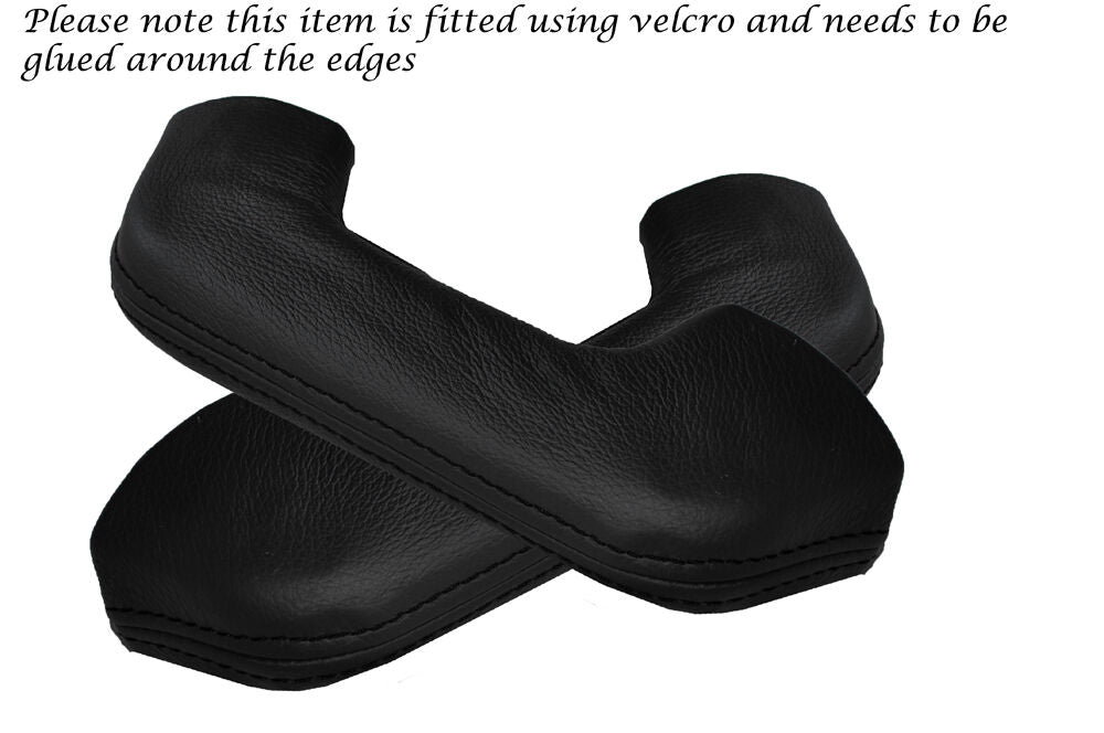 BLACK STITCH 2X FRONT DOOR HANDLE LEATHER COVERS FITS FORD CAPRI MK1 OLD SHAPE