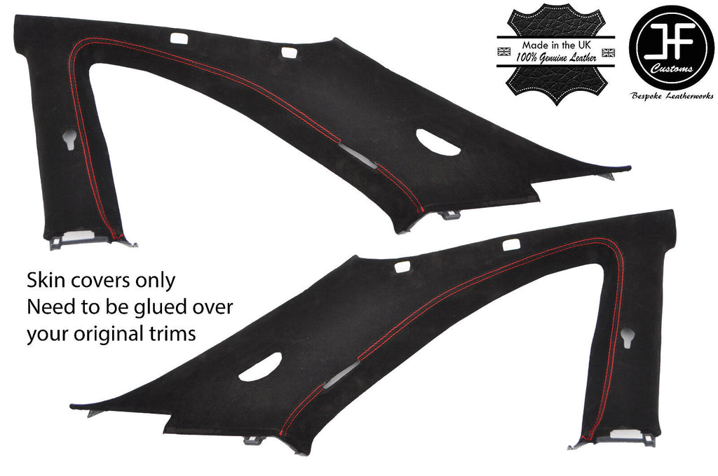 RED STITCH 2X B C PILLAR SUEDE COVERS FITS NISSAN SKYLINE GTS GTR R33 93-98