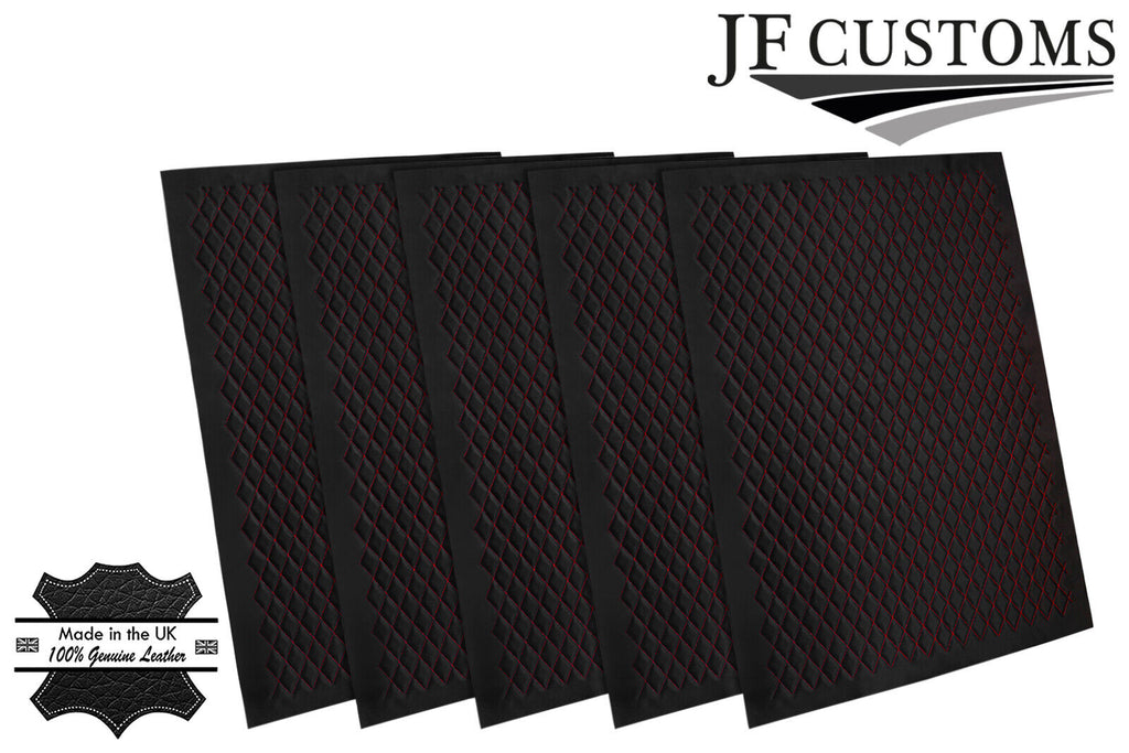 RED DIAMOND STITCH QUILTED LEATHER 5X PADDED PANEL LUXURY PREMIUM 125CM X 85CM
