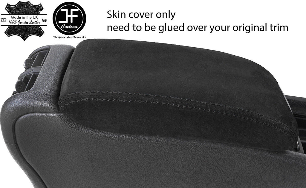 BLACK STITCH SUEDE ARMREST LID COVER FOR MERCEDES C CLASS C203 W203 COUPE 01-07