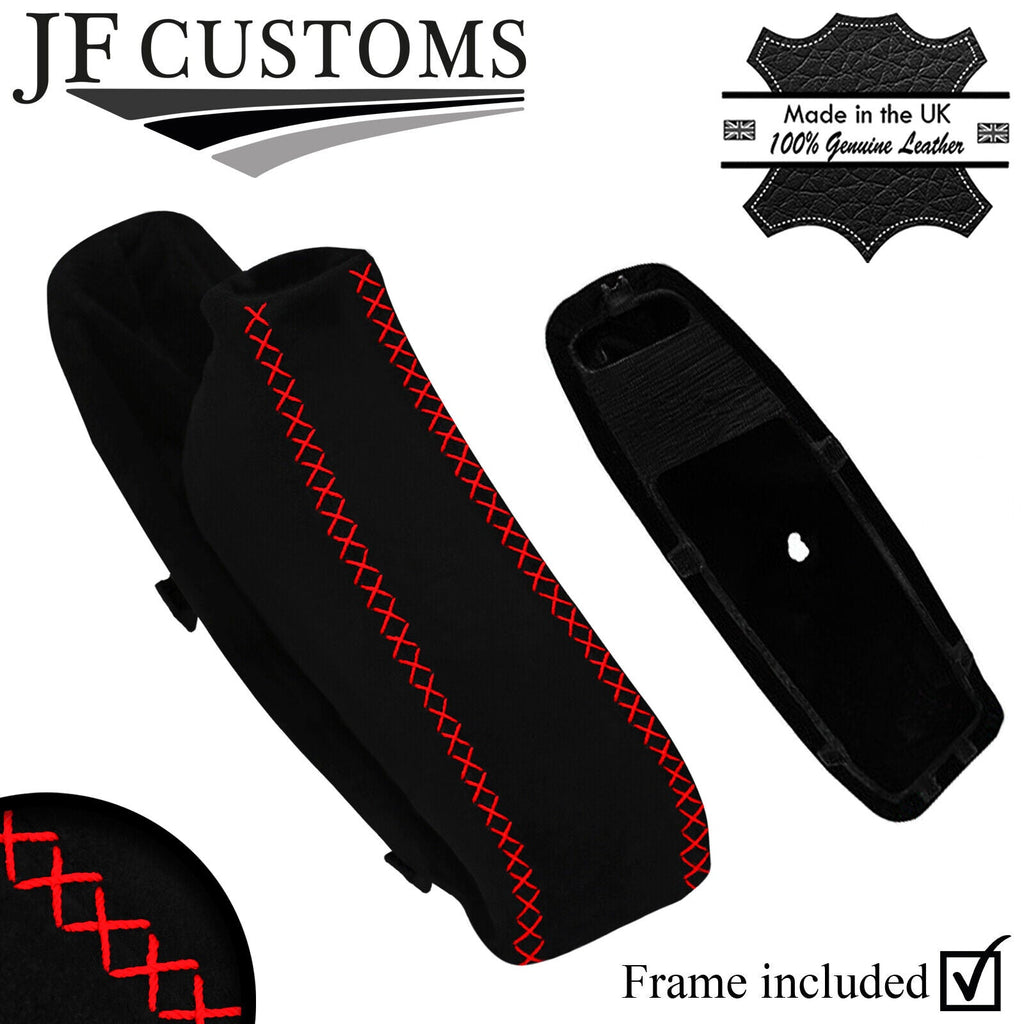 RED LUX-STITCH SUEDE HANDBRAKE GAITER + PLASTIC FRAME FOR BMW E90 E92 E93
